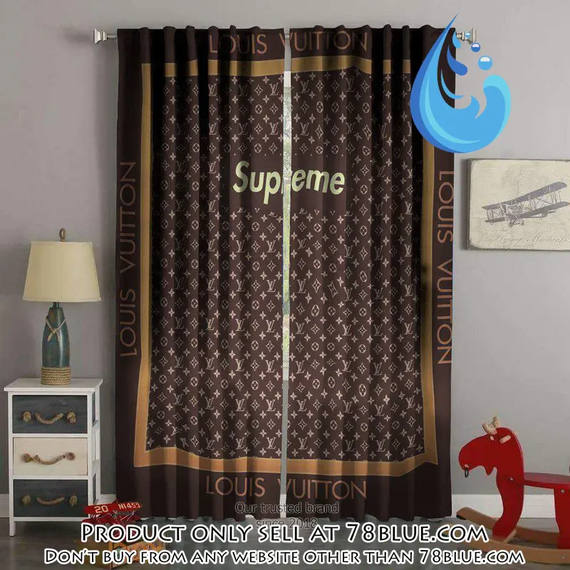 Supreme lv brown square premium window curtains hot  luxury curtain wc017 78b1148039